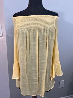 Light Yellow Off-Shoulder Boho Blouse